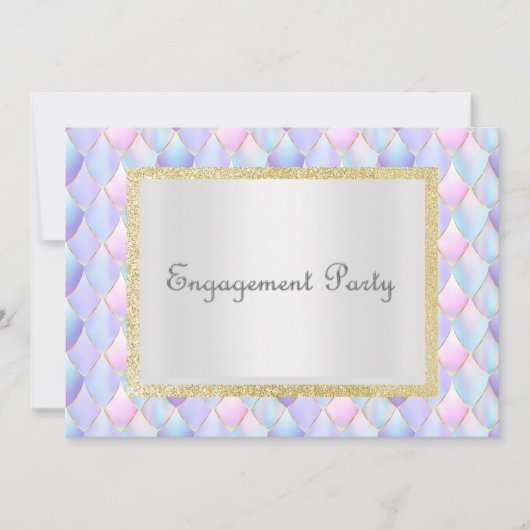 Mermaid Pastel Glitzer Elegante Verlobung Einladung (Vorderseite)