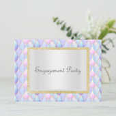 Mermaid Pastel Glitzer Elegante Verlobung Einladung (Stehend Vorderseite)