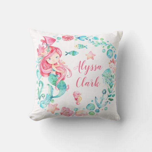 Mermaid Pastel Ocean Baby Girl Kinderzimmer Kissen (Vorderseite)