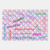 Mermaid Pattern Birthday Girly Individuelle Name P Geschenkpapier Set (Vorderseite 3)