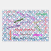 Mermaid Pattern Birthday Girly Individuelle Name P Geschenkpapier Set (Vorderseite 2)