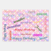 Mermaid Pattern Birthday Girly Individuelle Name P Geschenkpapier Set (Vorderseite)