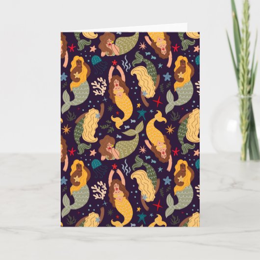 Mermaid Pattern | Blank Karte (Vorderseite)