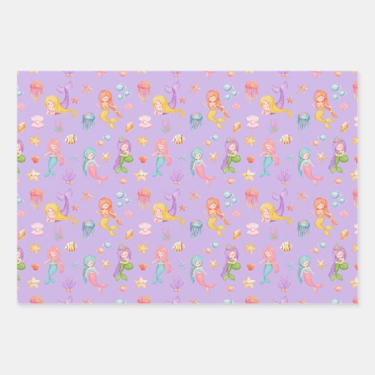 Mermaid Pattern Geschenkpapier Set (Vorderseite 2)