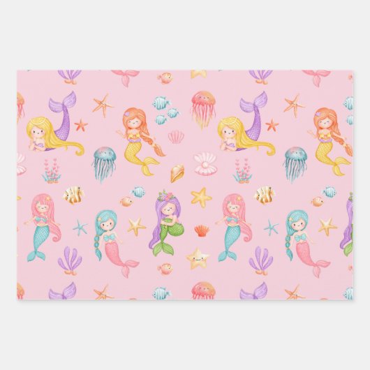Mermaid Pattern Geschenkpapier Set (Vorderseite)