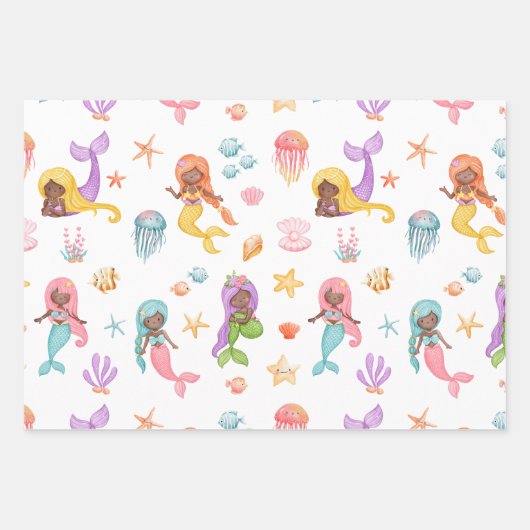 Mermaid Pattern Geschenkpapier Set (Vorderseite)