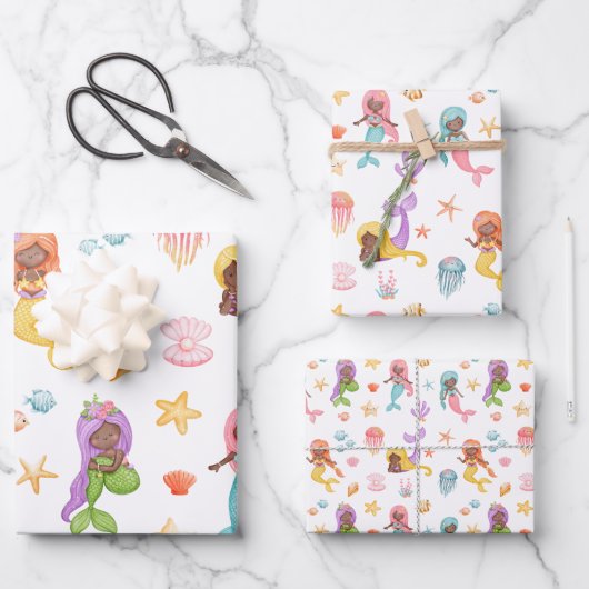 Mermaid Pattern Geschenkpapier Set (Vorderseite)