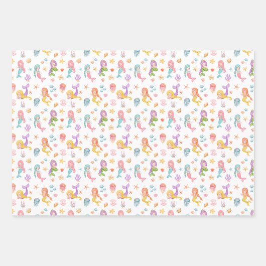 Mermaid Pattern Geschenkpapier Set (Vorderseite 3)