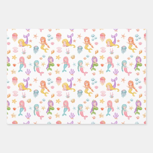 Mermaid Pattern Geschenkpapier Set (Vorderseite 2)