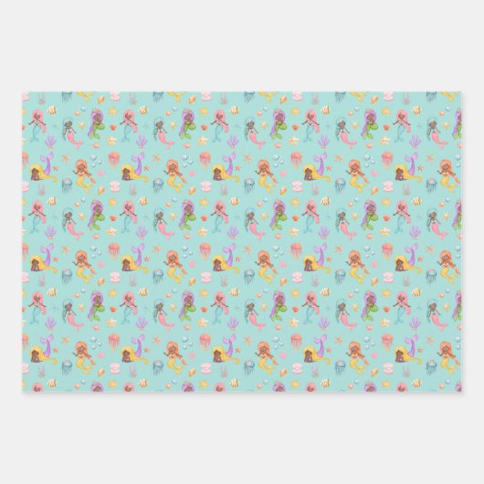 Mermaid Pattern Geschenkpapier Set (Vorderseite 3)
