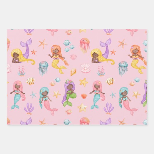 Mermaid Pattern Geschenkpapier Set (Vorderseite)