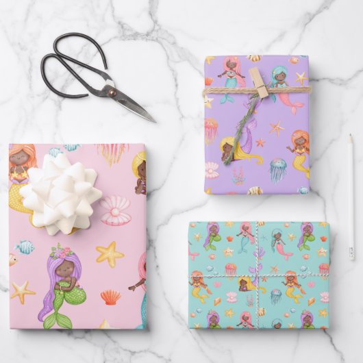 Mermaid Pattern Geschenkpapier Set (Vorderseite)