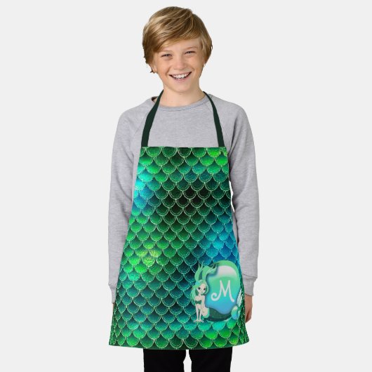 Mermaid Pearls and Scales Green ID600 Schürze (Getragen)