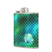 Mermaid Pearls and Scales Monogram Green ID600 Flachmann (Links)