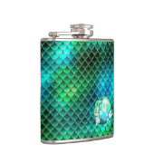 Mermaid Pearls and Scales Monogram Green ID600 Flachmann (Rechts)