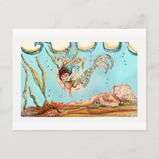 Mermaid Performs Postkarte (Vorderseite)