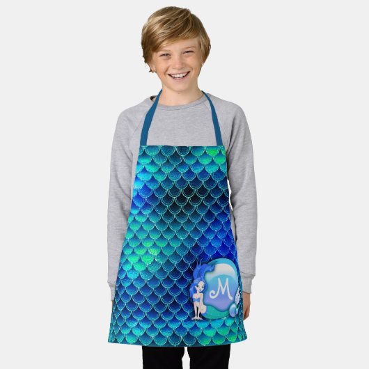 Mermaid Perls and Scales Blue ID600 Schürze (Getragen)