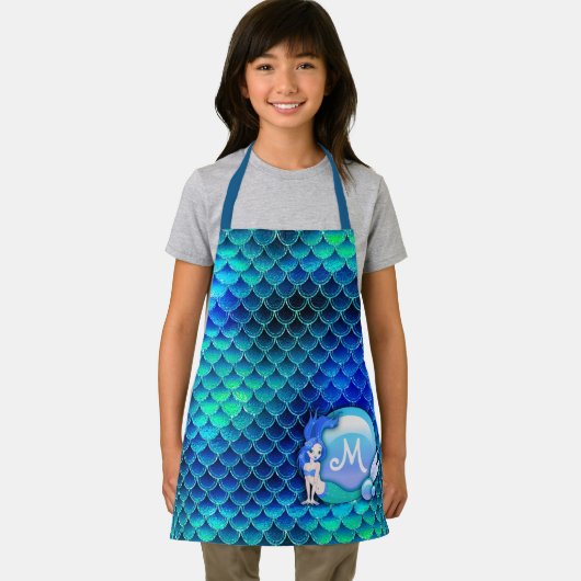 Mermaid Perls and Scales Blue ID600 Schürze (Insitu)
