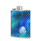 Mermaid Perls and Scales Monogram Blue ID600 Flachmann (Links)