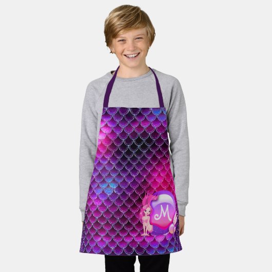 Mermaid Perls and Scales Monogram Pink ID600 Schürze (Getragen)