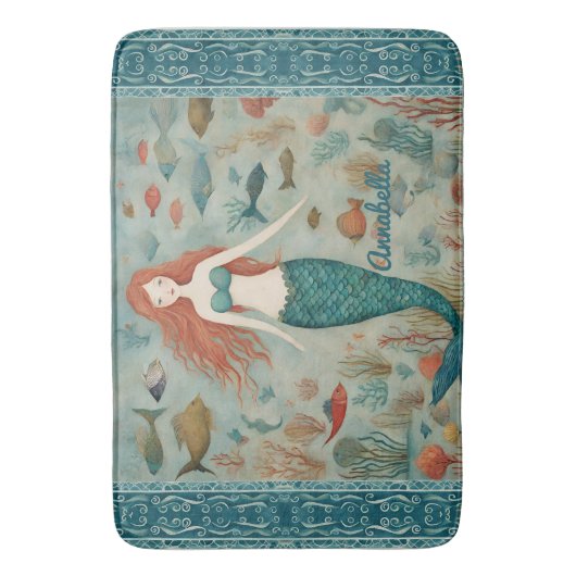 Mermaid Personalisiert Badematte (Vorderseite Vertikal)
