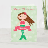Mermaid Personalisiert Christmas Feiertagskarte (Vorderseite)