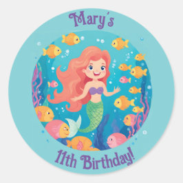 Mermaid Personalisiert Geburtstagsparty Sticker