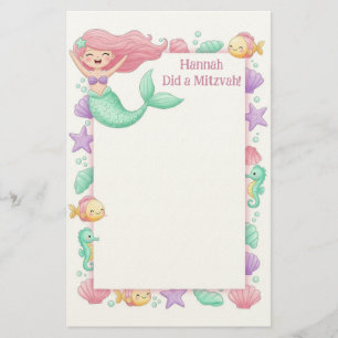 Mermaid Personalisiert Mitzvah Note Briefpapier