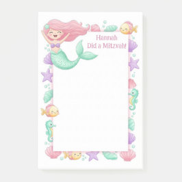 Mermaid Personalisiert Mitzvah Post-it Klebezettel