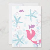 Mermaid Pink Aquamarin Girl Baby Dusche Einladung (Rückseite)