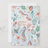 Mermaid Pink Blue Birthday Einladung (Rückseite)