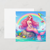 Mermaid Pink Einladung (Vorne/Hinten)