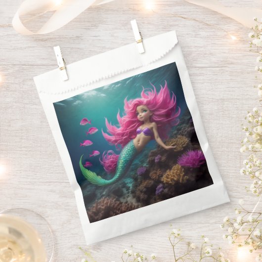 Mermaid Pink Favor Bag Geschenktütchen (Ausgeschnitten)