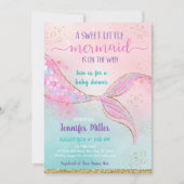 Mermaid Pink Gold Baby Dusche Einladung (Vorderseite)