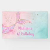 Mermaid Pink Gold Geburtstag Banner (Horizontal)