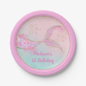 Mermaid Pink Gold Geburtstag Pappteller (Vorderseite)