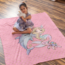 Mermaid Pink Gold Niedlich Girl Schlafzimmer Kinde
