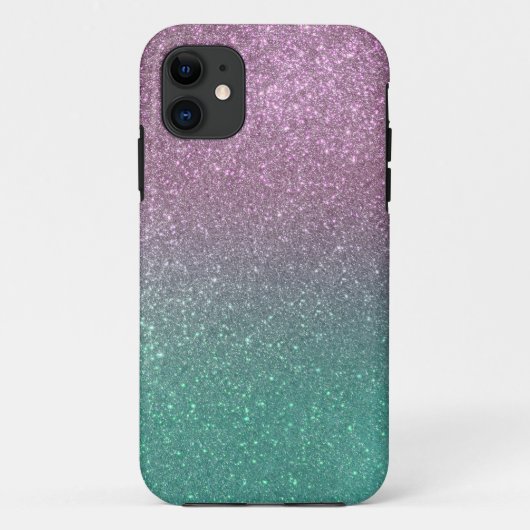 Mermaid Pink Green Funkelnd Glitzer Ombre Case-Mate iPhone Hülle (Rückseite)