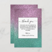 Mermaid Pink Green Funkelnd Glitzer Ombre Dankeskarte (Vorne/Hinten)