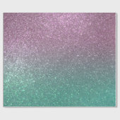Mermaid Pink Green Funkelnd Glitzer Ombre Geschenkpapier (Flach)