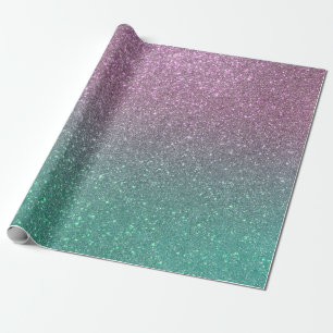 Mermaid Pink Green Funkelnd Glitzer Ombre Geschenkpapier