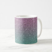 Mermaid Pink Green Funkelnd Glitzer Ombre Kaffeetasse (VorderseiteRechts)