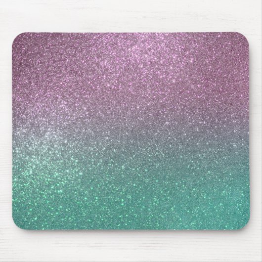 Mermaid Pink Green Funkelnd Glitzer Ombre Mousepad (Vorne)