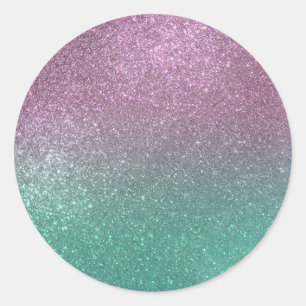 Mermaid Pink Green Funkelnd Glitzer Ombre Runder Aufkleber