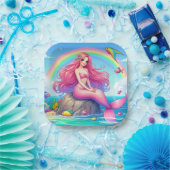 Mermaid Pink Haarpapiere Teller (Party)