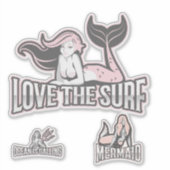 Mermaid Pink Liebe die Surffreunde Sticker (Vorderseite)