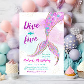 Mermaid Pink Lila 5. Geburtstag Einladung