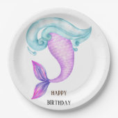 Mermaid Pink lila-blau Geburtstagsparty Pappteller (Vorderseite)