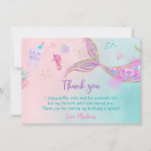 Mermaid Pink Lila Geburtstag Dankeskarte (Vorderseite)