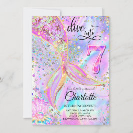 Mermaid Pink Lila Geburtstag Einladung